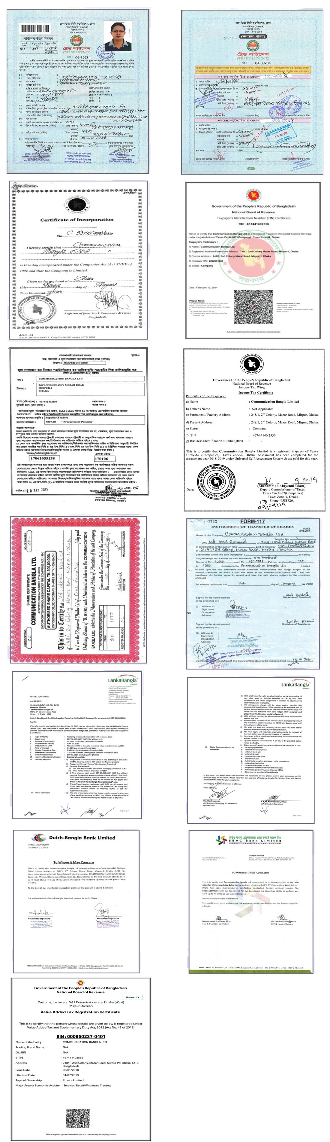 Legal Documents Communication Bangla Ltd